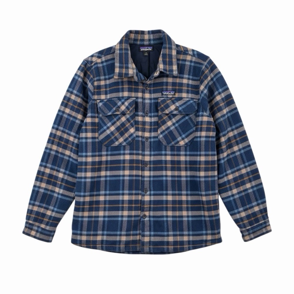 Patagonia Jacket Mens M Blue Plaid Insulated Fjord Flannel Lined Shirt